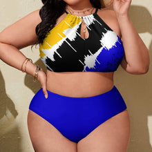 Load image into Gallery viewer, Royal Wave Plus Size Women's Two piece Swimsuit with High Neck Halter Top