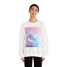 Load image into Gallery viewer, Cozy Blue Cat Crewneck Sweatshirt | Cute Cat Design, Unisex Sweater, Gift for Cat Lovers, Comfortable Loungewear, Perfect for Home