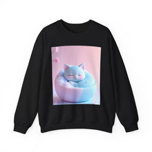 Load image into Gallery viewer, Cozy Blue Cat Crewneck Sweatshirt | Cute Cat Design, Unisex Sweater, Gift for Cat Lovers, Comfortable Loungewear, Perfect for Home