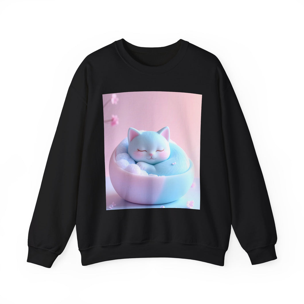 Cozy Blue Cat Crewneck Sweatshirt | Cute Cat Design, Unisex Sweater, Gift for Cat Lovers, Comfortable Loungewear, Perfect for Home
