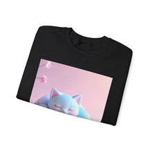 Load image into Gallery viewer, Cozy Blue Cat Crewneck Sweatshirt | Cute Cat Design, Unisex Sweater, Gift for Cat Lovers, Comfortable Loungewear, Perfect for Home