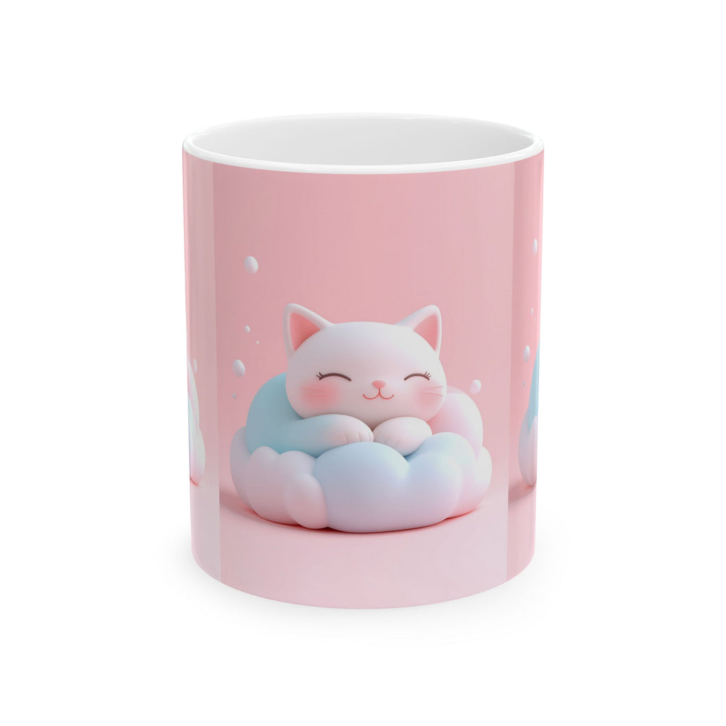 Cute Cat Ceramic Mug - Perfect Gift for Cat Lovers, Cozy Home Decor, Pink Cat Mug, Pet Lover's Coffee Mug, Birthday and Holiday Gift