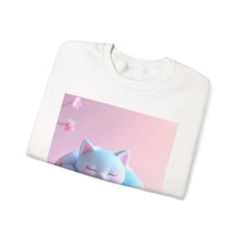 Load image into Gallery viewer, Cozy Blue Cat Crewneck Sweatshirt | Cute Cat Design, Unisex Sweater, Gift for Cat Lovers, Comfortable Loungewear, Perfect for Home
